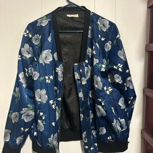 Honey Belle Blue Floral Bomber Jacket